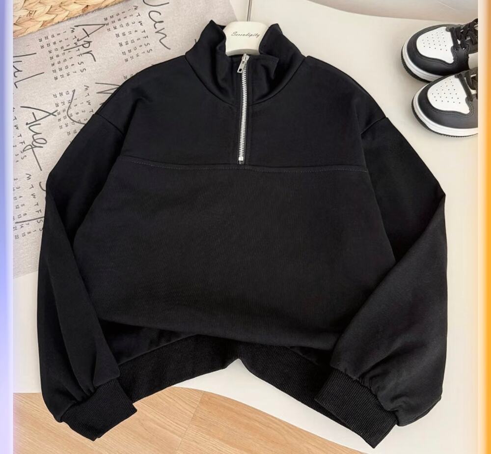 Yoklass Sweatshirt Teen Girls Half Zip Mock Neck Long Sleeve Pullover Size L
